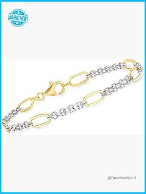 Sterling Silver Gold Plated Cable Chain Link Bracelet Elegant Minimal Classic